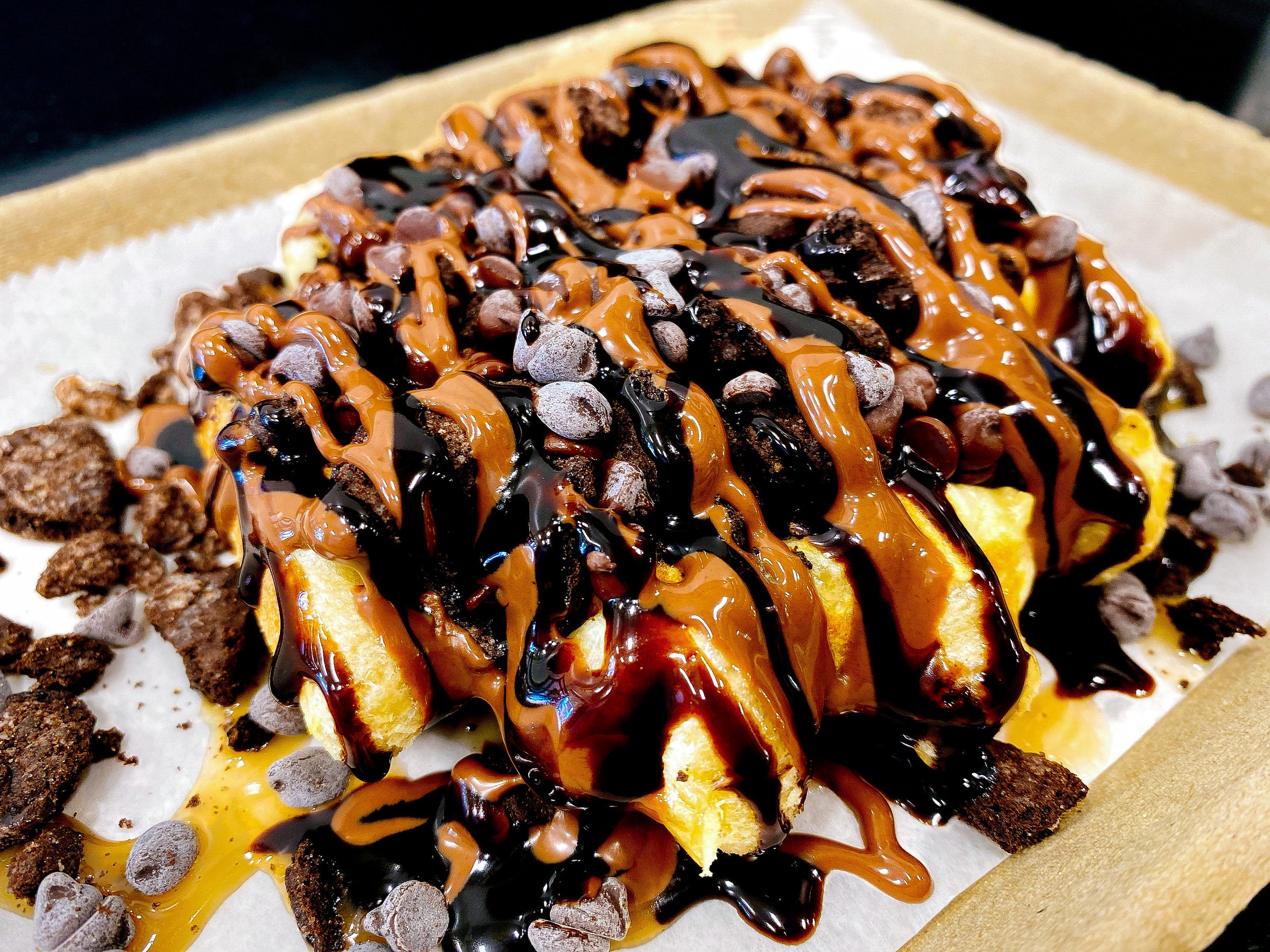 All The Chocolate Waffle (Oreos, Chocolate Drizzle, Hazelnut